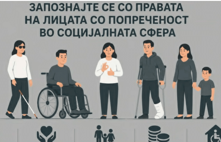 ЗАПОЗНАЈТЕ СЕ СО ПРАВАТА НА ЛИЦАТА СО ПОПРЕЧЕНОСТ ВО СОЦИЈАЛНАТА СФЕРА